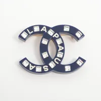 【未使用】CHANEL シャネル ココマーク ブローチ B19C ネイビー シャネル ココマーク B19C ブローチ GP×レジン×ラインストーン