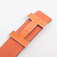 エルメス HERMES 本革 Hベルト オレンジ エルメスカラー90～100cm エルメス Hベルト □P:2012年 ベルト 90 レザー オレンジ