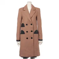 美品【BURBERRY】 ウールコート (38サイズ クリーム色) バーバリー ティッシ期 ウール コート IT38 レディース ブラウン