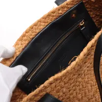 サンローランパリ パニエ ラフィアxレザー カゴバッグ ベージュ