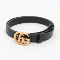 [希少] GUCCI 黒524103 レザー GGマーモント 75/30 ベルト GGマーモント〕シャイニーバックル レザー ベルトブラック