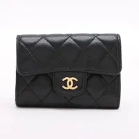 【良品】シャネル CHANEL キーケース 6連 マトラッセ ラムスキン 黒 シャネル マトラッセ ラムスキン キーケース ブラック ゴールド