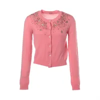 Rene ビジュー付カーディガン　S　カシミヤ混　薄ピンク　とんぼ　ビジュー Rene ビジュー付カーディガンSカシミヤ混薄ピンクとんぼビジュー