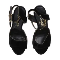 シャネル ココマーク ベロア ウェッジソールサンダル サイズ不明