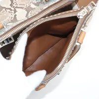 2WAYキャンバス レザー ベージュ ブラック 黒 ゴールド金具 1BA355 プラダ パイソンxレザー 2WAYハンドバッグ ベージュxブラウン