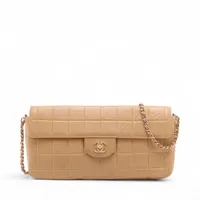 シャネルラムスキンチョコバーショルダーバッグ7シリーズ シャネル CHANEL 7番台 ラムスキン チョコバー チェーン