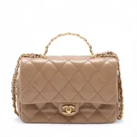 シャネル CHANEL ショルダーバッグ ラムスキン ベージュ ゴールド シャネルマトラッセ チェーンショルダーバッグ ベージュ系