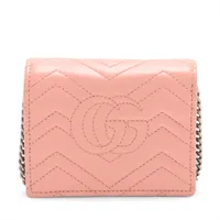 グッチ GGマーモント レザー チェーンショルダーバッグ ピンク