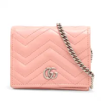 グッチ GGマーモント レザーショルダーバッグ GUCCI グッチ GGマーモント ショルダーバッグ レザー ベージュ
