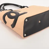シャネル カンボンライン ラムスキン トートバッグ ベージュx
