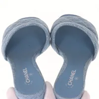 ★デニムマトラッセ★【CHANEL】マトラッセデザインミュール シャネル ココマーク マトラッセ 25SS デニム サンダル 37C