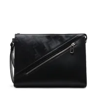 FENDI フェンディ FFズッカ PVC/レザー クラッチバッグ FENDI - FENDI クラッチバッグ FF ズッカ柄 ネイビー PVC レザー