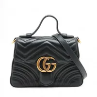 【GUCCI】バンブー ハンドル 2WAYバッグブラック ナイロン アウトレット GUCCI】バンブー ハンドル 2WAYバッグブラック ナイロン