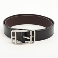 エルメス Hラッキー □K:2007 ベルト 85 レザー ホワイト