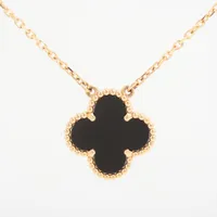 美品【ブラックオニキス✤大きなドロップカット】ヴィンテージネックレス 925刻印 ヴァンクリーフ&アーペル ヴィンテージアルハンブラ オニキス