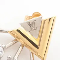 ヴィトン ピアス(両耳用) GP×ラインストーン ゴールド×シルバー