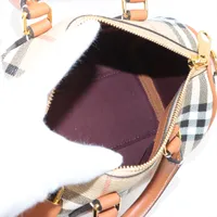 BURBERRY バーバリー ノバチェック ハンドバッグ PVC ベージュ バーバリー ノバチェック PVCxレザー 2WAYハンドバッグ ベージュ