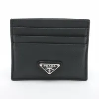 美品 定価7万 プラダ PRADA サフィアーノ トライアングル カードケース 直営店買付☆PRADA☆サフィアーノトライアングル カードケース