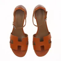 HERMES ブラウンレザー スライドサンダル 45 HERMES ブラウンレザー スライドサンダル 45