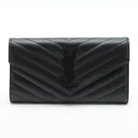 YSL★ブラックレザー 長財布★サンローラン【送料込み】 SAINT LAURENT サンローラン イヴサンローラン YSL 財布 長財布