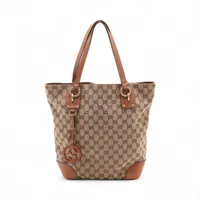 GUCCI ベージュ レザー ハンドバッグ 中古】グッチ トートバッグ 247237 GGキャンバス ベージュ