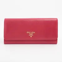 プラダ サフィアーノ 1MH132 レザー 財布 レッド A3847963｜中古
