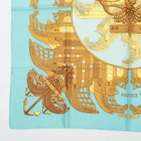 エルメス HERMES スカーフ カレ90 PROUES 船首像 ブルーゴールド エルメス HERMES スカーフ カレ90 PROUES 船首像 ブルーゴールド