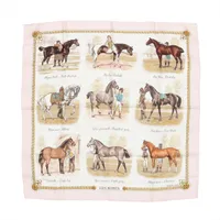 エルメス カレ90 LES ROBES 馬の毛色 スカーフ シルク ピンク