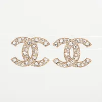 【CHANEL】 ココマーク B25P ピアス 両耳用 ラインストーン シャネル ココマーク B25P ピアス(両耳用) GP×ラインストーン