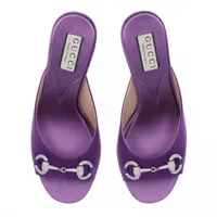 グッチ ホースビット サテン サンダル 38 レディース パープル 771594