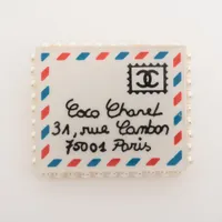 シャネル 31 RUE CAMBON ブローチ レジン ホワイト エアメール レター