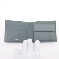 ディオール CDアイコン レザー 二つ折り財布 グレー A3850031