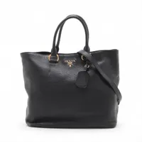 プラダ　レザー　ブラック　ハンドバック ブラック プラダ ボニー ラージ レザー ハンドバッグ | PRADA