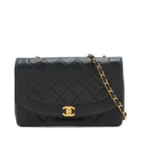 シャネル マトラッセ ラムスキン シングルフラップ シングルチェーンバッグ ダイアナフラップ ブラック ゴールド金具 2番台