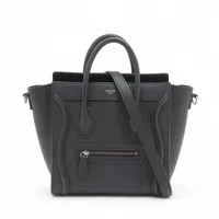 CELINE ラゲージ　ナノショッパー　2way グレー　オールレザー セリーヌ ラゲージ ナノショッパー レザー 2WAYハンドバッグ