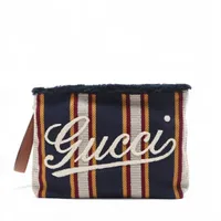 グッチ エンブロイダリー キャンバス クラッチバッグ マルチカラー