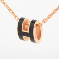 エルメス ミニポップアッシュH ネックレス GP ブラック×ゴールド
