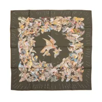 HERMES エルメス カレ90 スカーフ シルク 侵入者 L'Intrus 鳥 美品 HERMES カレ90 L'INTRUS 侵入者 鳥柄 スカーフ シルク