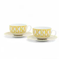 エルメス ソレイユドゥエルメス カップ&ソーサー 陶器 イエロー 底印「ソフトクリーム」2客セット