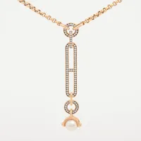 エルメス シャンドラ シェーヌダンクル ダイヤ パール ネックレス 750(PG) 27.2g ST