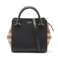 P*N様 BURBERRY ハンドバッグ ブラック/グレー BURBERRY バーバリー ロゴ ハンドバッグ レザー レディース