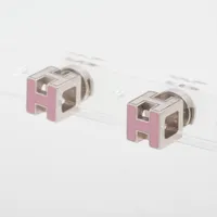 エルメス カージュドアッシュ Hキューブ レディース ピアス ピンク シルバー HERMES エルメス カージュドアッシュ ピンク Hキューブ ピアス