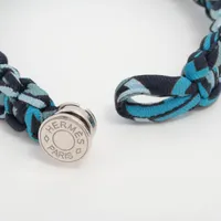 エルメス　正規品　シルクブレスレット　ブルー系 エルメス セリエ ブレスレット シルク ブルー コード編み