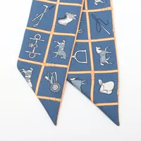 HERMES ツイリー 馬着 ネイビー系 シルク 新品未使用　BOX エルメス ツイリー Couvertures Nouvelles 馬着 ツイリー シルク