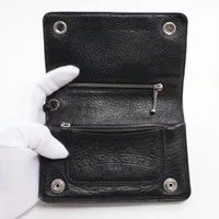 Chrome Hearts 2 Zips Wallet Leather With invoice Black
