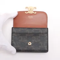 セリーヌ ロゴ トリオンフ PVC×レザー コインケース ダークブラウン CELINE セリーヌ トリオンフ コインケース レザー レディース
