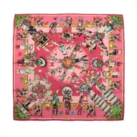 HERMES　Kachinas　カチナ　スカーフ カレ 90 エルメス カレ90 Kachinas カチナ スカーフ シルク ブルー