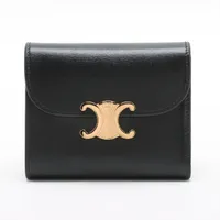美品★セリーヌ　トリオンフ　スモール　フラップウォレット　キャンバス×レザー セリーヌ トリオンフキャンバス スモール フラップ ウォレット