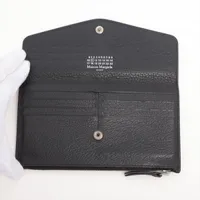 メゾンマルジェラ 4ステッチ レザー ロングウォレット ブラック