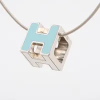 エルメス カージュドアッシュ Hキューブ ネックレス GP シルバー